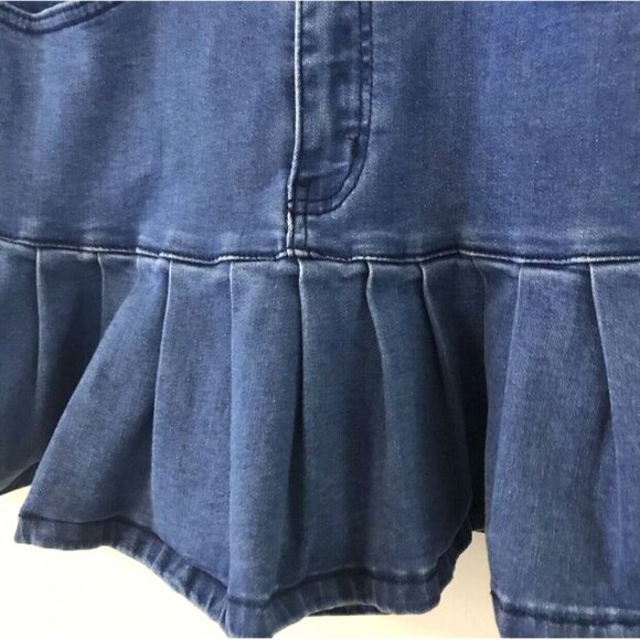 Shein Woman Denim Mini Skirt With Pleated Ruffles Size S - Picture 2 of 6